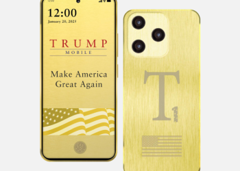황금빛 트럼프폰 T1 공개 …’메이드인 USA’ 가능할까