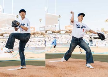 손흥민, 다저스서 생애 첫 시구…완벽 스트라이크에 ‘환호성’