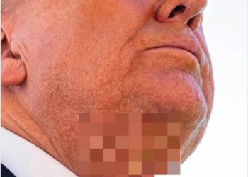 “혐오 사진”…뉴섬 , 목주름 모자이크 처리해 트럼프 조롱