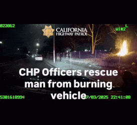 CHP 경관들, 불타는 차량서 운전자 구조 … 목숨 건 현장(영상)