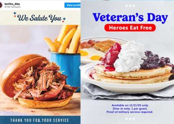 베테랑스 데이 전국 식당들 ‘감사의 한 끼’ 제공 ..무료식사·할인