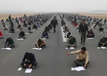 ‘취업난’에 8000명 몰리자 … 공항 활주로서 시험