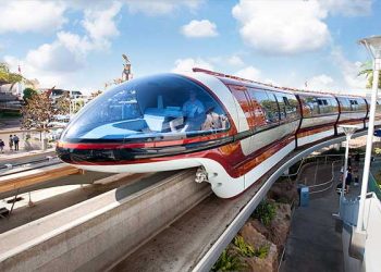 “비켜라, 열차 온다”… 오리들, 디즈니 모노레일과 ‘배짱 대치’