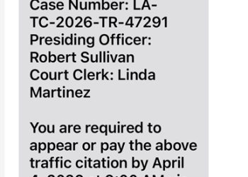 “법원 통지인 줄” … 한인들 상대 교통티켓 스캠문자 확산