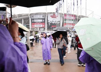 빗속서 만개한 보랏빛 우주 … 아미, 봄날을 껴안다