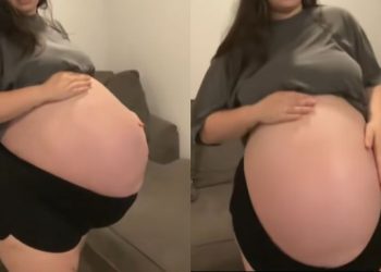 “다섯쌍둥이 아니야?” … 임산부 거대한 만삭 배, 이유는
