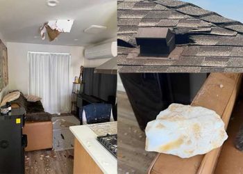 정체불명 얼음 덩어리, LA주택 지붕 강타, FAA조사 요구