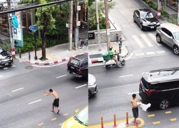 방콕 도로 한복판서 상의 벗고 교통정리…한국인 남성 체포
